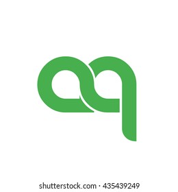 Initial Letter AQ Linked Circle Lower-case Logo Green