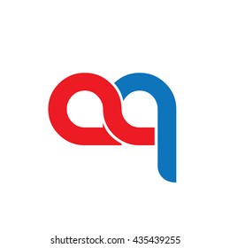 Initial Letter AQ Linked Circle Lower-case Logo Red Blue