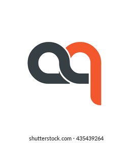 Initial Letter AQ Linked Circle Lower-case Logo Black Orange