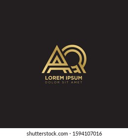 Initial Letter AQ linked inside square uppercase overlap modern gold logo vector design template. Suitable for business, consulting group company.