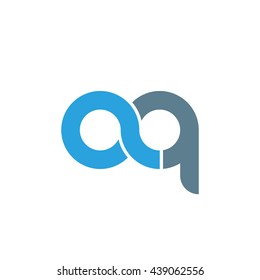 initial letter aq linked round lowercase logo blue