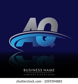 initial letter AQ logotype company name colored blue and grey swoosh design. vector logo for business and company identity.

