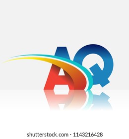initial letter AQ logotype company name colored red and blue and swoosh design. vector logo for business and company identity.
