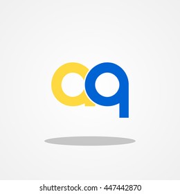 Initial letter AQ lowercase logo design template yellow blue