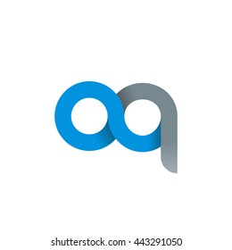 initial letter aq modern linked circle round lowercase logo blue gray