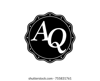 Initial letter AQ monogram logo black seal stamp lace