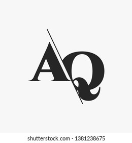 Initial Letter AQ Monogram Sliced. Modern logo template isolated on gray background