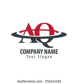 Initial Letter AQ With Overlapping Swoosh Circle