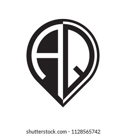 initial letter aq pin logo black