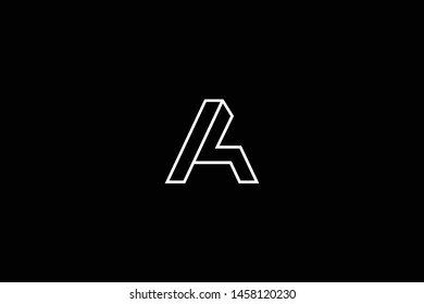 Initial letter AQ QA minimal monogram art logo, gold color on black background.