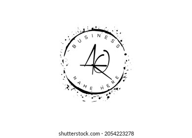Initial letter aq, qa q, a, handwritten logo with sparkling circles with decorative bohemian boho frame vector