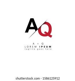 Initial letter aq sliced uppercase modern logo design template elements. Black and red letter Isolated on white background. Suitable for business, consulting group company.