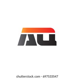 Initial letter AQ, straight linked line bold logo, gradient fire red black colors