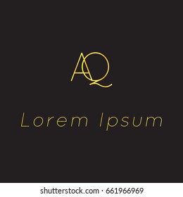 Initial letter AQ thin logo design template thin style gold color, elegant