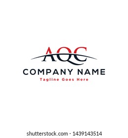 Initial letter AQC, overlapping movement swoosh horizon logo company design inspiration in red and dark blue color vector