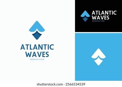 Initial Letter A Aqua with Water Waves for Fresh Healthy Drink or swimming pool or sea ocean beach logo design