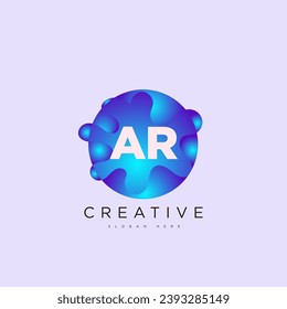 Initial letter AR 3D logo template colorful circle sphere design for business and company identity