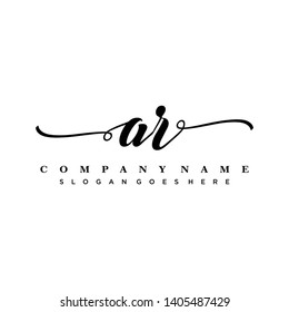 Initial letter AR beautiful handwriting logo vector template