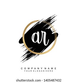 Initial letter AR beautiful handwriting logo vector template