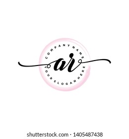 Initial letter AR beautiful handwriting logo vector template