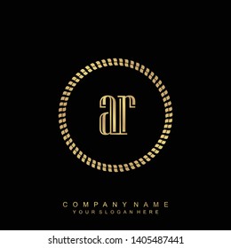 Initial letter AR beautiful handwriting logo vector template