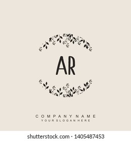 Initial letter AR beautiful handwriting logo vector template