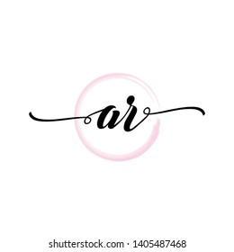 Initial letter AR beautiful handwriting logo vector template