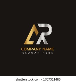 Initial Letter AR capital logo icon design template elements. Modern line logo with gold silver luxury style. Can be used for business, company group, consulting, finance. Vector Illustration.