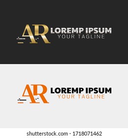 Initial Letter AR capital logo icon design template elements. Modern line logo with gold silver luxury style. Can be used for business, company group, consulting, finance. Vector Illustration.