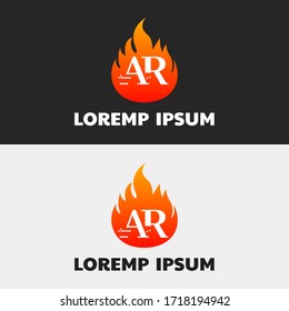 Elementos de plantilla de diseño de icono del logotipo de la letra inicial AR. Logotipo de línea moderna con estilo de llama. Se puede utilizar para negocios, grupos de empresas, consultoría, finanzas. Ilustración vectorial.