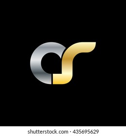 Initial Letter AR CR CS CR Linked Circle Lowercase Logo Silver Gold Black Background