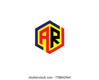 initial letter AR Hexagonal design Logo Vector Graphic Branding Letter Element.