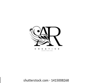 Initial Letter AR Linked Beauty Flourishes Monogram White Background Logo