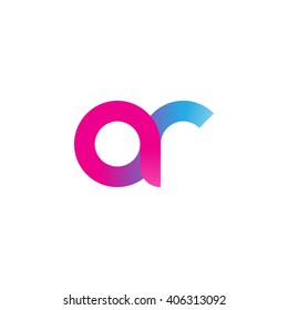 initial letter ar linked circle lowercase logo pink blue