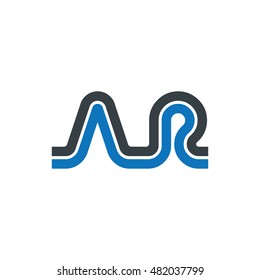 Initial Letter AR Linked Double Capital Logo Black Blue