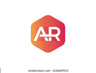 Initial letter AR logo concept in rounded hexagonal shape