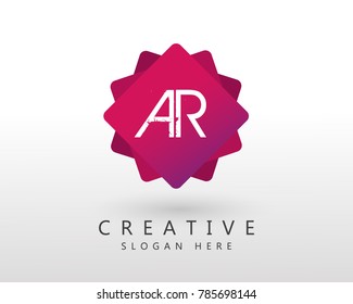 Initial letter AR Logo Design Template With Frame.