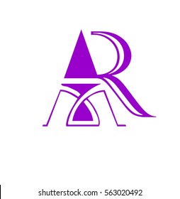 initial letter AR logo vector purple color