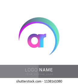 initial letter AR logotype company name, coloreful and swoosh design. vector logo for business and company identity.
