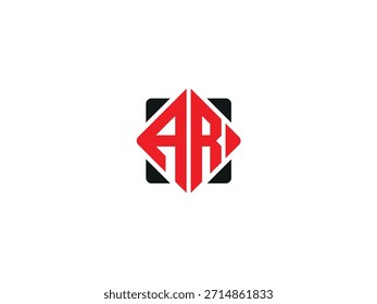 Initial letter AR monogram logo. Black and red AR letter. RA letter logo design.