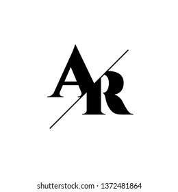 Initial Letter AR Monogram Sliced. Logo template isolated on white background