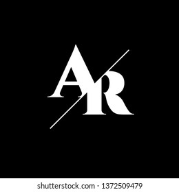 Initial Letter AR Monogram Sliced. Logo template isolated on black background