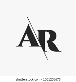 Initial Letter AR Monogram Sliced. Modern logo template isolated on gray background
