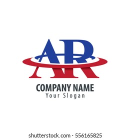 Initial Letter AR With Overlapping Swoosh Circle