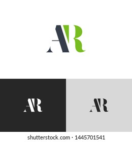 Initial Letter ar a r  uppercase modern logo design template elements. green letter Isolated on black white grey background. Suitable for business, consulting group company.