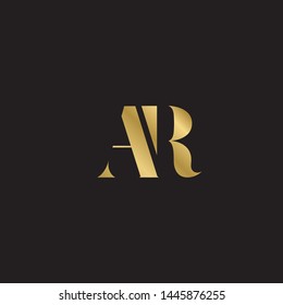 Initial letter ar a r  uppercase modern logo design template elements. Gold letter Isolated on black  background. Suitable for business, consulting group company.