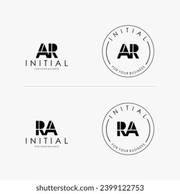 Initial letter AR RA logo design Simple isolated on white Background. Usable for Business and Branding Logos.