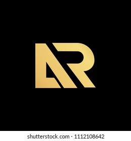 Initial letter AR RA  minimalist art  logo, gold color on black background