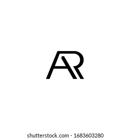 Initial Letter AR typography logo design vector in black and white color
