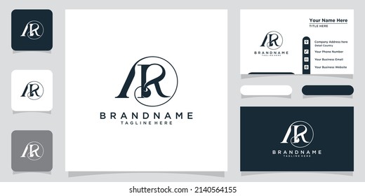 Initial Letter AR typography logo design vector with business card design